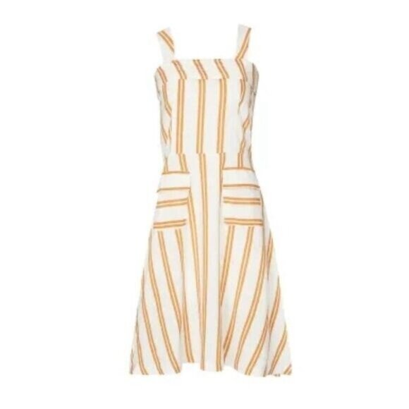Sancia Maise Striped Side Slit Tencel Linen Dress in Maryel Stripe Size S - Picture 2 of 11